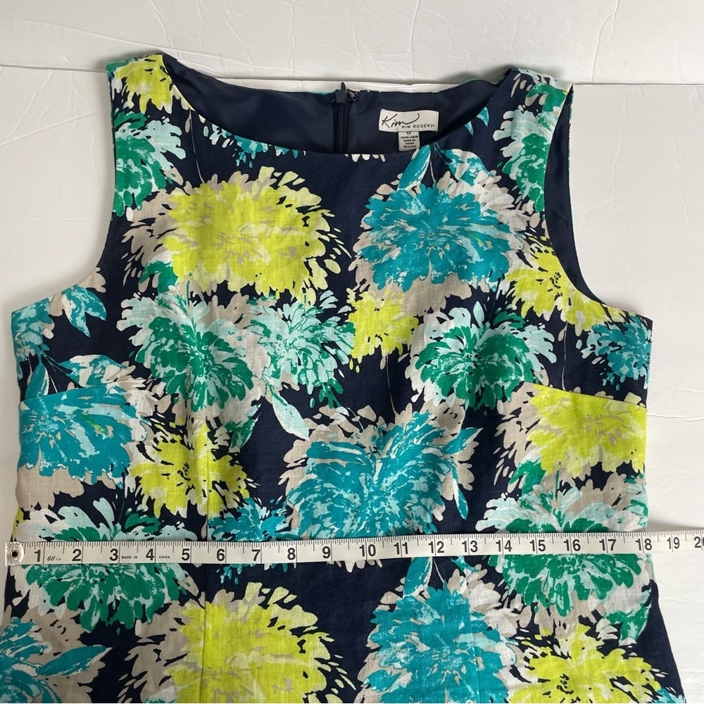 Kim Rogers Sleeveless Floral Linen Dress Size 12 - Picture 9 of 10